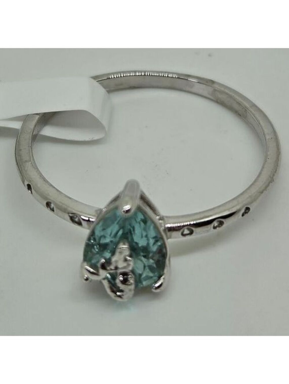 Fragrant Jewels Little Mermaid Ring Size 8 Aqua Teardrop Crystal Silver Tone NWT